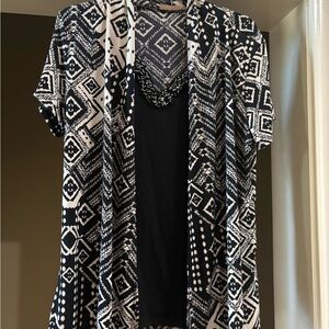 NWOT Lavish Black/Beige Beaded Twinset XL